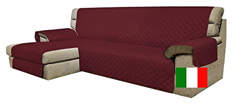 Moonange - 3-Sitzer Sofabezug mit Halbinsel - Sitzfläche 240 cm - Wasserfester Sofabezug - Ecksofabezug - Anti-Rutsch - Fleck - Reversibel - Kratzer - Frost - Bordeaux