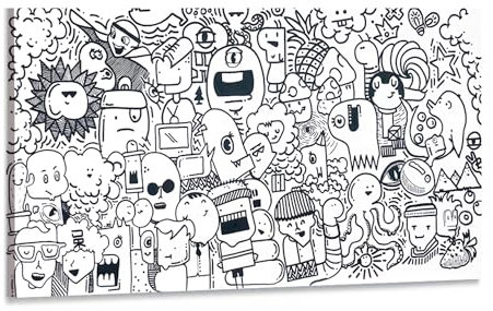 Ben Jacobs - Handgemaltes Acrylbild - 160 x 60 cm - Neighborhood - Pop & Street Art - Cartoon und Doodle Kunst - Acrylbild auf Leinwand - The Decorative Art Collective