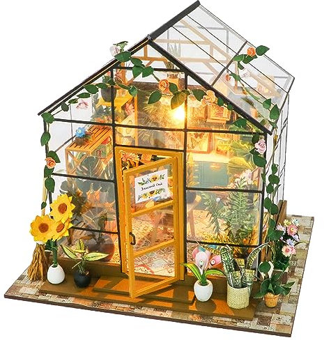 Spilay DIY Miniature Dollhouse Kits, Tiny Model House for Adults to Build, Mini House Model Kits with Dust Cover,Music Box and LED, Crafts Birthday Gifts Home Decor for Family and Friends PC2306