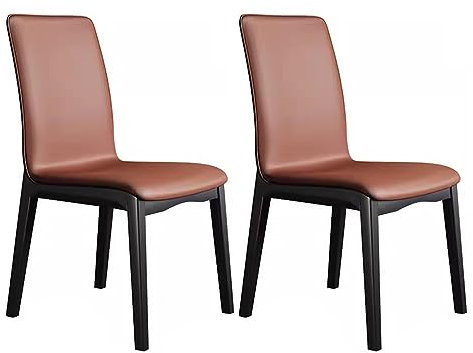 KAMPCO Gepolsterte Esszimmerstühle im 2er-Set, armlose Mid-Century Modern-Küchenstühle, Esszimmerstuhl aus PU-Leder mit Beinen aus Massivholz