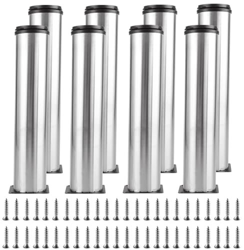 8 Pieds de Meuble Réglables 35cm, Pieds de Table en métal, Pieds de Meuble réglables de 0-15 mm, Pieds d'armoire, Pieds de canapé, Pieds de Meuble Ronds en Acier Inoxydable pour Tables, Bureaux