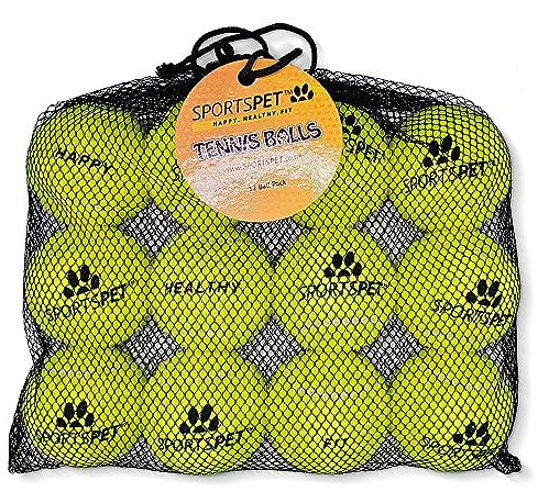 SPORTSPET Tennisbälle für Hunde – extra federnd – ungiftig – langlebig – schwimmt (Tennisbälle Standard (12er-Pack) (64 mm)