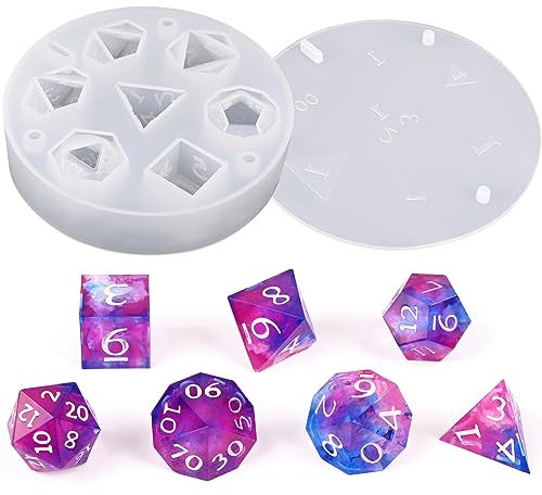 Actvty Harz-Würfelform, DND-Würfelformen für Harz, 7 Mulden, scharfe Kanten, polyedrische Würfel, Silikonformen für Epoxidharz-Gießen, DIY-Standardwürfel, Tischbrettspiele, Liebhaber, Geschenk