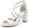Scarpe da Sposa Punta Aperta Sandali Donna con Tacco Cerimonia Fibbia Tacco Largo Estivi Scarpe Cinturino alla Caviglia Heeled Sandal Sposa Tacchi /JY2022-6