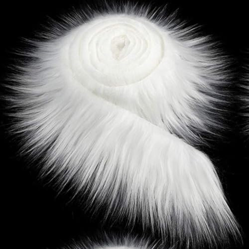 Furry Faux Precut Strips 2x60 Zoll Kunstleder Plüsch Weiß Pelz Fell Stoff Fluffy Craft Plüschstoff fur GNOME Beard Santa Hair Dwarf DIY Dekoration Kunstfell Basteln Weihnachts (Weiß,1 Pcs)