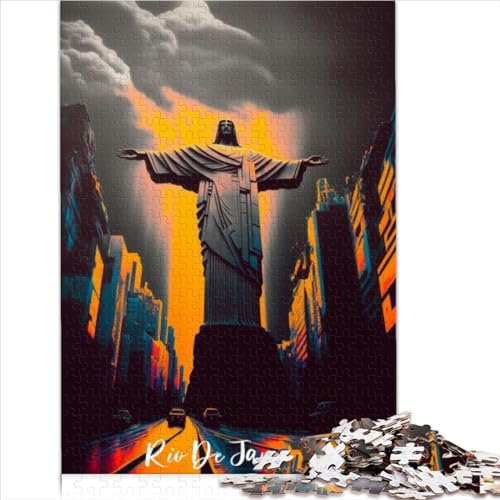 Erwachsene Puzzles Artsy Rio De Janeiro 1000 Teile Holzpuzzle für Erwachsene, Spielzeug ab 12 Jahren, tolles Geschenk für Erwachsene, Größe (50x75 cm)