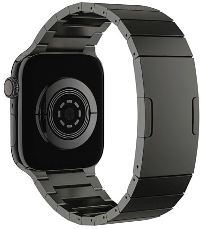 MaKTech Banda de Titanio,Correa de Pulsera de Metal Ligero Con Hebilla Incrustada,para Apple Watch Serie 11/10/9/8/7,SE 3/2/1 [2025] (42mm/41mm/40mm,Negro)