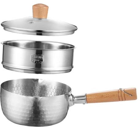 LIFKOME 1 Set Double Boiler Kitchen Utensils Small pan Sauce Pot Japanese-Style Single Handle Pasta Complementary Food Glass Wood Small Saucepan Noodle Pot Enamel Noodle Pot