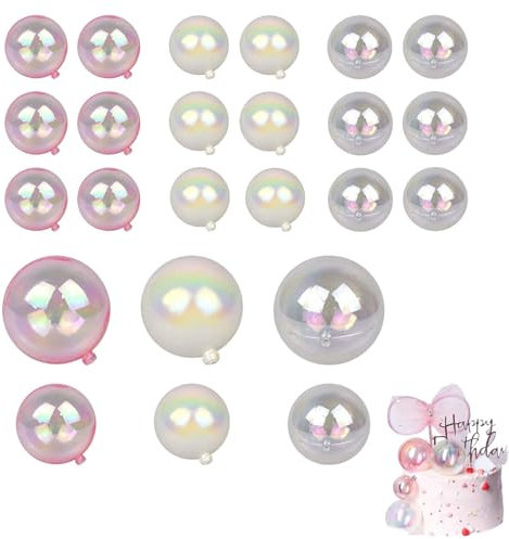 24PCS Bubble Cake Decorations Ball,Cake Balls Cake Decorations,Cake Balls Bubble Balls Clear Balls Cake Toppers Balloon Cake Balls Decoration for Wedding Anniversary Birthday Party Supplies