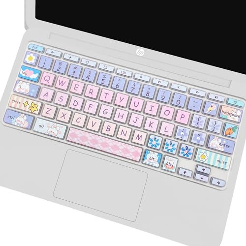 DSINFOYO Cute Bunny Silicon Keyboard Cover Skin for HP Chromebook 11.6