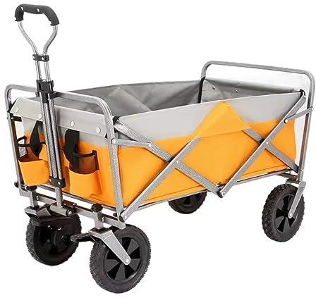 CCYENG Trolley-Wagen Zusammenklappbarer Mehrzweckwagen Karren Große Kapazität Strand Klappwagen Mit Geländerädern Outdoor Camping Campingwagen Gartenwagen