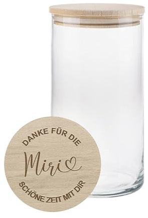 mamir home Abschiedsgeschenk Erzieherin mit Herz | personalisierte Geschenke Erzieherin | Vorratsglas Dankeschön Kindergarten (Danke für die schöne Zeit + Name, Höhe 20,8cm)