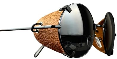 Hellbraun Abnehmbarer Seitenschutz für Sonnenbrillen, Leder-Seitenschutz zum Schutz Ihrer Augen, UNIVERSAL-Seitenschutz