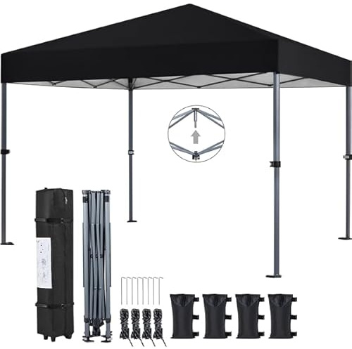 Yaheetech 3x3m Pop Up Pavillon One Push Faltpavillon 170-265 cm H, Schwarz