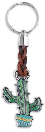 Claro Schmuck Schlüsselanhänger Kaktus, Anhänger mit Schlüsselring aus Metall Stärke 2 mm, Band aus Kunstleder, Gesamtlänge ca. 10,5 cm