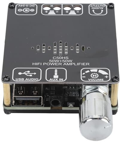 C50HS Bluetooth Amplifier Board, 50W+50W Dual Channel TPA3116D2 Chip HIFI Audio AMP Board, Aux/Bluetooth/USB Input, 5‑24V Wide Input Voltage Range