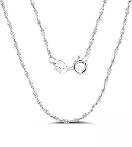 XINCHENG 2mm Chain Necklace, Silver Chain with Lobster Claw Clasp, Silver Necklace Chain for Men Women, Twisted Rope Chain Necklace 16 18 20 22 24 26 28 30