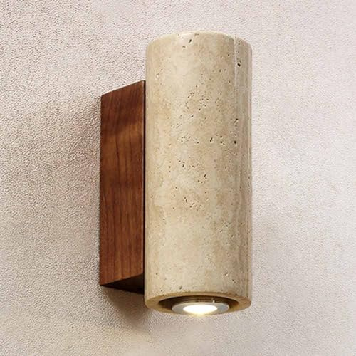 YFMYY Wandleuchte aus Stein im nordischen Stil, Moderne Vintage-Wandleuchte aus Travertin, Wandbeleuchtung mit E27-Fassung, festverdrahtete Wandleuchte für den Innenbereich, für Schlafzimmer