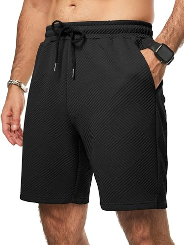 JMIERR Herren Textur Kurze Hosen Sommer Shorts mit 3 Taschen | Lässig, elastische Taille, Kordelzug, leicht, Sommerstrand
