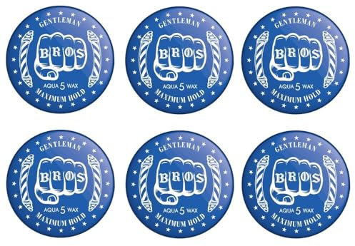 6x BROS Professionelles Aqua Wax Friseur Haarwachs Barber Shop (6er Pack, Blau)