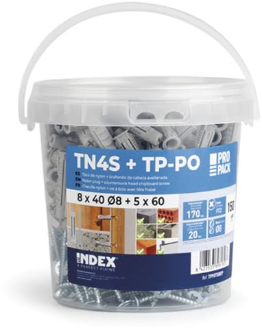 INDEX A PERFECT FIXING - TPPOTS06EP [TN4S + TP-PO EP] Taco de nylon multimaterial con tirafondo bricomatado, Medida: 6x30 Ø6 mm (taco) + 4,5x40 mm (tornillo), Bote de 250 unidades