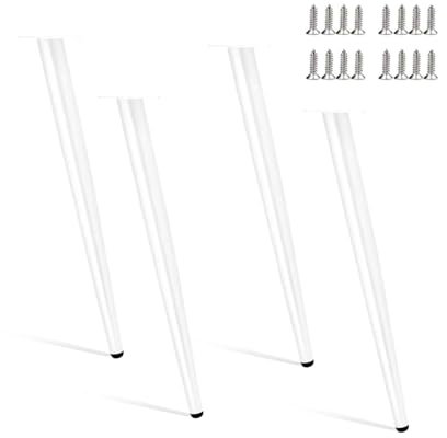 Credenza Lot de 4 pieds de meubles réglables en métal blanc pour canapé, armoire, chaise, commode, lit, bureau - 50 cm de hauteur - Pieds de table modernes pour table basse - Élégant et stable