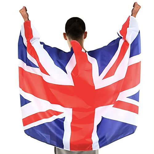 MORAINJAY Union Jack Celebration Cape - 3x5ft Wearable UK Flag Cloak for VJ Day 80th Anniversary Decor,British Flag Accessory Parades & Patriotic Festivities Paper Plates
