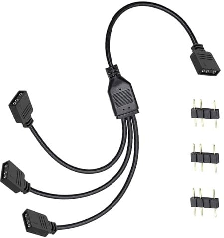 GEU ARGB Splitter Cable 1 to 3 Fan Splitter 5V 3 Pin Addressable RGB LED Sync Cable Extension 30cm LED Strip Connectors for Computer Chassis Expand CPU Cooler and 5V ARGB Fan