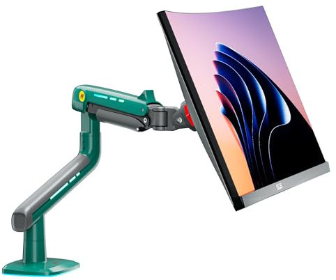 NB ERGONOMIC Support Ecran PC RGB pour écrans Plats Ultrawide Incurvés de 32 à 60 Pouces, Bras pour Moniteur Charge Maximale 20 kg, VESA 75x75 & 100x100 mm (Vert)