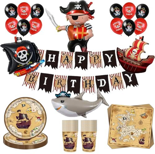 Piraten deko kindergeburtstag, Piraten Geburtstags Geschirrset, Piraten Geburtstag Deko Set, Piraten Kindergeburtstag Geschirr Set, Piratenparty Deko Ballons, Piraten Thema Luftballons Deko