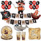 Décoration pirate anniversaire enfant, Vaisselle Anniversaire pirate, Fournitures de Fête de pirate Vaisselle, avec ballons, assiettes en carton, tasse, serviettes, bannière, pour 20 invités