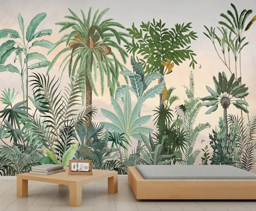 Tropical Wall Mural Palm Tree Wall Murals Green Plant Wallpaper Jungle Rainforest Wallpaper for Living Room Bedroom Dining Room 100 x 70 cm