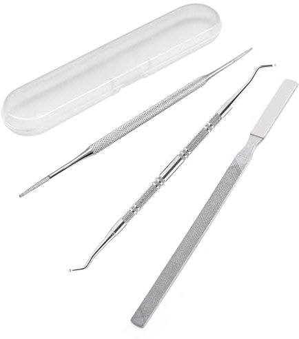 Yesimola Lève Ongles à Double extrémité 3 Pièces, Cuticule Ongle Remover, Limes a Ongles, Outil pour Ongles Incarnés, Longue en Acier pour Onychomycose, Éliminateur de Callosités des Pieds