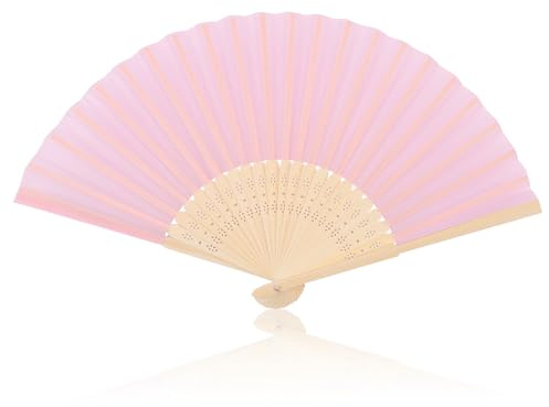 lvzhen Fabric Handheld Fan Folding, Bamboo Folding Hand Fan for Women Suitable for Wedding Engagement Dancing Cosplay Party (Pink)