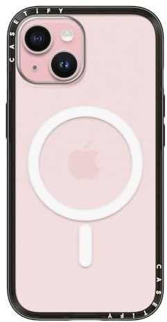 CASETiFY Compact iPhone 15 Hülle [MagSafe-kompatibel/Schlank/Schutz vor Stürzen aus 1,2 m] - Transparentes Schwarz