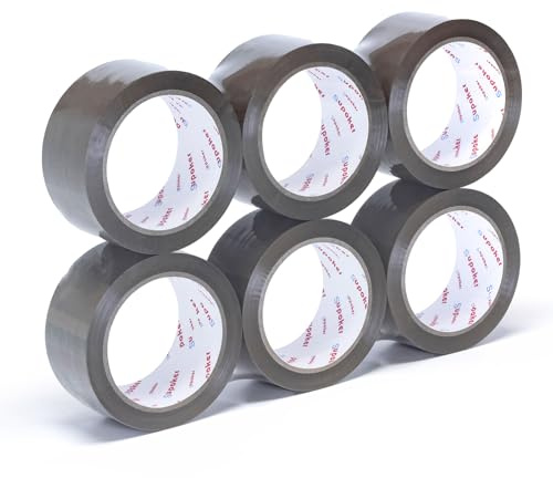 Supoker Klebeband Paket,Geräuscharmes Klebeband Verpackungs- und Dichtungsband grau Geräuscharmes Verpackungsband zum Verpacken von Paketen und Versandschachteln (Beige, 60m 48mm 6 Stück)