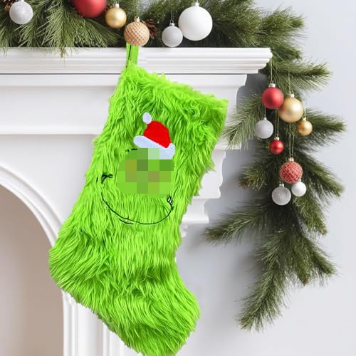 CloverCy Weihnachtsstrümpfe, 50cm Große Weihnachten Strümpfe, Christmas Stockings,Weihnachtsdekorationen, Befüllbare und aufhängbare Weihnachtsstrümpfe für Kamin, Wand, Treppe, Weihnachtsbaum
