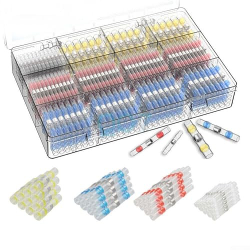 Zilimontt 200pcs Solderstick Waterproof Heat Shrink Tube Kit with Solder For Ring for Wire Connector Terminals, Sealed Insulated Cable Splice Sleeves 2:1 Shrink Ratio, PE Mat