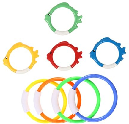 Anelli da Immersione per Piscina 8 Pezzi in Plastico per Ragazzo Ragazza | Set Colore Casuale, Giochi Acquatici Estivi, Adatti a Sessioni di Allenamento e Divertimento in Acqua