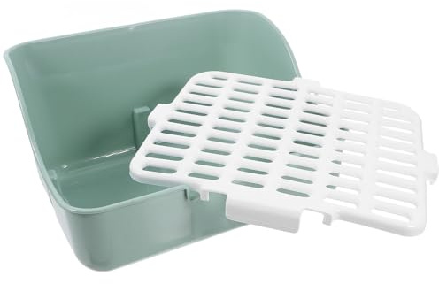 JUMPLAWN Kaninchentoilette und Hamsterstreu Toilette aus Abs Kunststoff Ecktoilette mit Vierwinkliger Struktur Olivgrün Stabile Konstruktion mit Großzügigem Platzangebot Geeignet