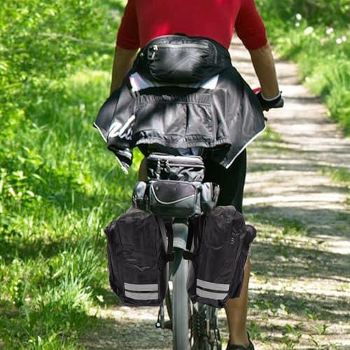 BEBEMOKO Sacoche Double pour Porte-Bagages Arrière de Vélo Étanche PVC Résistant Installation Facile sans Outils Adaptée Aux Vélos Route et VTT Porte-Bagages Arrière Multifonction pour