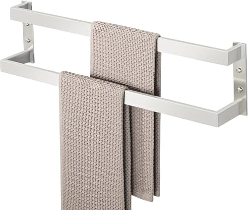 Mooche Porte Serviette Salle de Bain Double, 60 CM, en SUS304, Brossé | Porte Serviette Mural Cuisine Pratique et Durable, Agréable Support Serviette Salle de Bain
