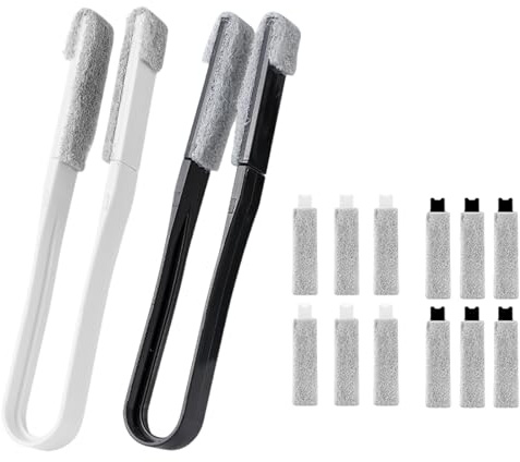 2PCS Multi-Use Blind & Venetian Blind Cleaner Tool with 12 Replaceable Heads - Window, Air Conditioner, Radiator, Crevice, Grout Cleaning for Hard-to-Reach Surfaces
