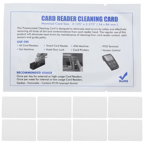 Beatifufu 15pcs Card Reader Cleaning Cards for Currency Counters Pos Terminals Check Scanners Printer Maintenance Kit with Deep Cleaning Wipes for Efficient Dust and Debris Removal