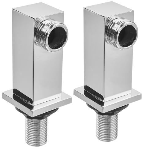 2X Deck Mount Bath Tap Square Shaped Chrome Plated Brass Pillar Faucet Set