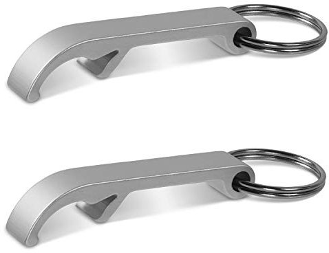 Jalohmatix Flaschenöffner Schlüsselanhänger I 2 Stück Silber Matt I Aluminium I besonders starke Legierung I Bieröffner Anhänger Schlüssel Geschenk Öffner Schlüsselbund Ring