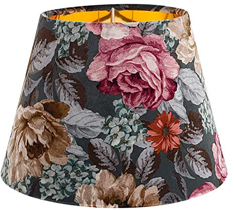 Uonlytech Mittlere Lampe Töntes Dekorative Blumenmuster Lampe Schatten für Tischlampen Ersatztuch Trommel Lampenschirm für Nachttisch Bodenlicht Lampe