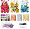 Cayway 82 Stück Getrocknete Gepresste Blätter, Natürliche Getrocknete Blumen, Epoxidharz Zubehör Set mit Glitzer für DIY Harz Schmuck Nail Crafts Art Blumendekoration