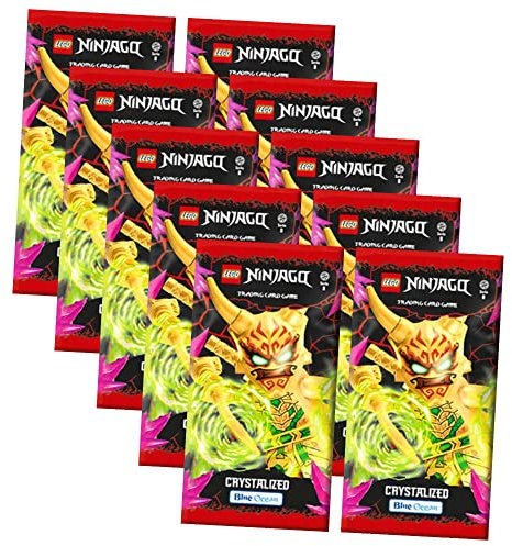 Lego Ninjago Karten Trading Cards Serie 8 - Crystalized (2023) - 10 Booster Sammelkarten Bundle + 10 Originale Hüllen
