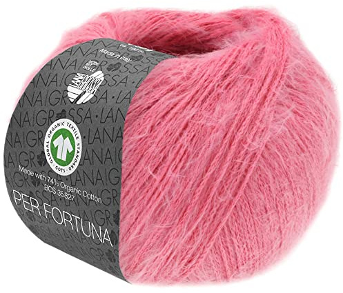 LANA GROSSA Per Fortuna GOTS | Leichtes Sommerflauschgarn mit Baumwolle | Handstrickgarn aus 74% Baumwolle (Bio) & 26% Polyamid | 50g Wolle zum Stricken & Häkeln | 190m Garn FB 37